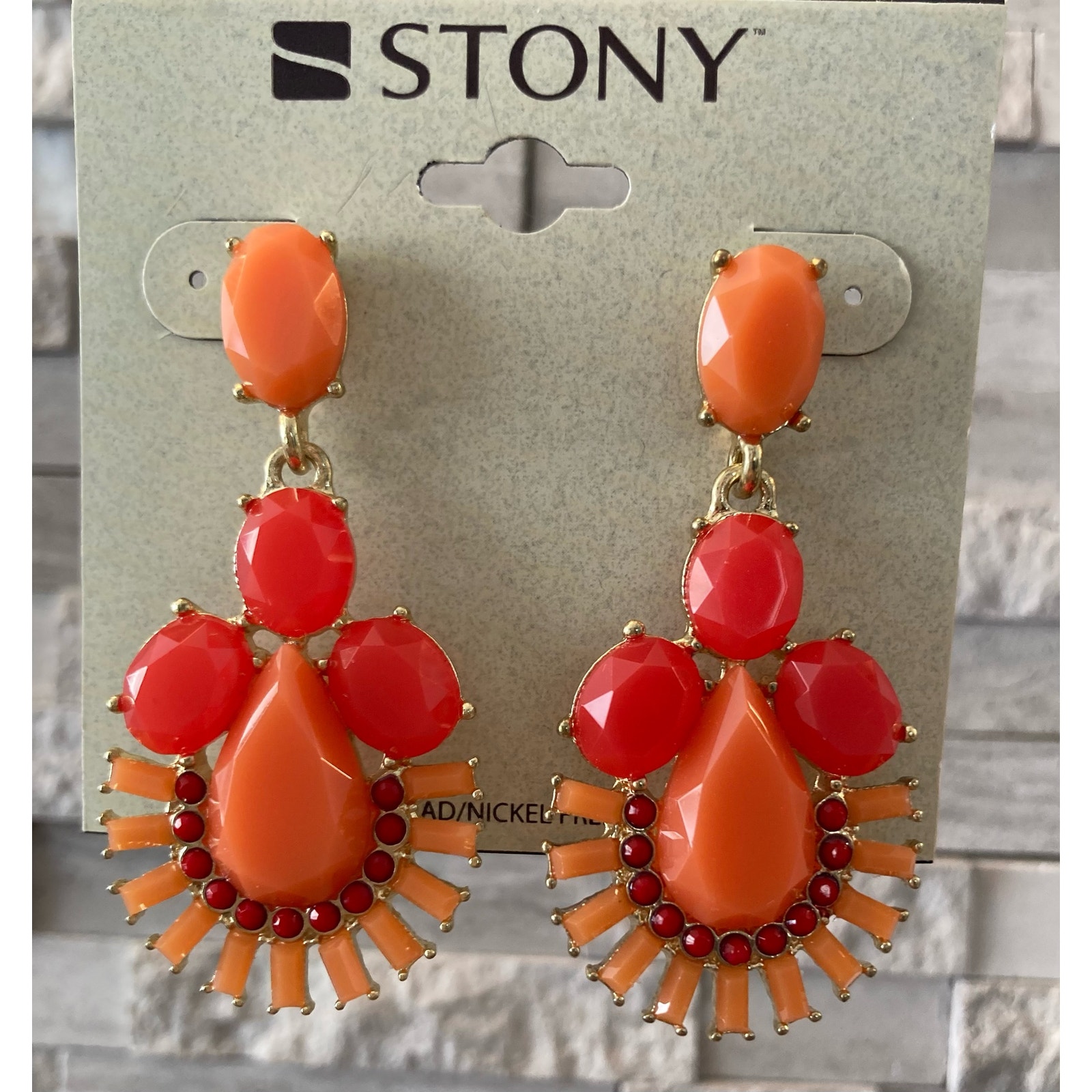 Earrings Stony Orange And Red